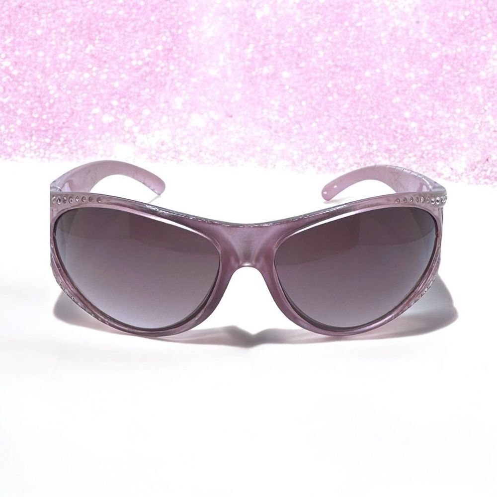 ElegantโPink Wrap Sunglasses with Rhinestone Trim and Croc Molded Arms